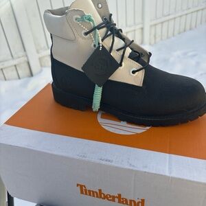 Timberland Kids Two-Tone Black and Cream Boots
